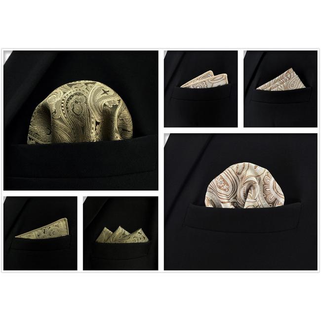 Shlax & Wing 5 Pieces Assorted Mens Pocket Square Maillard Style Fashion Gift Classic Handkerchiefs Set 2-93