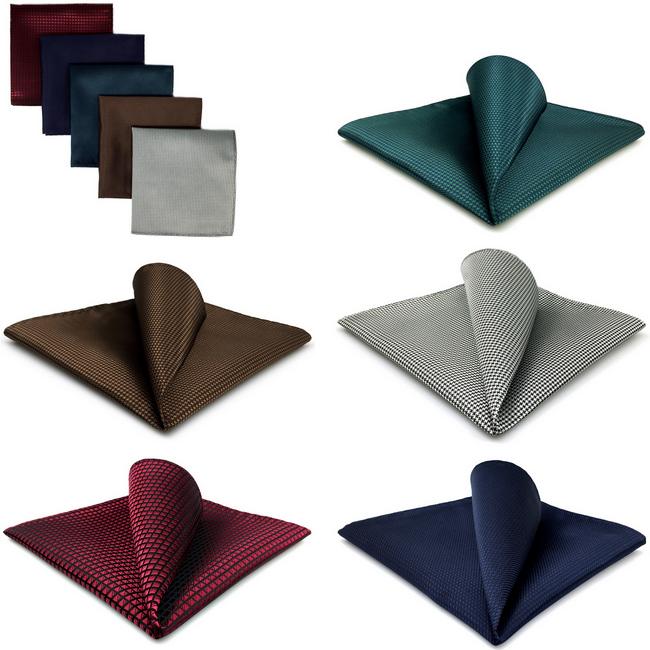 Shlax & Wing 5 Pieces Assorted Mens Pocket Square Solid Color Fashion Classic Handkerchiefs Set 1-16