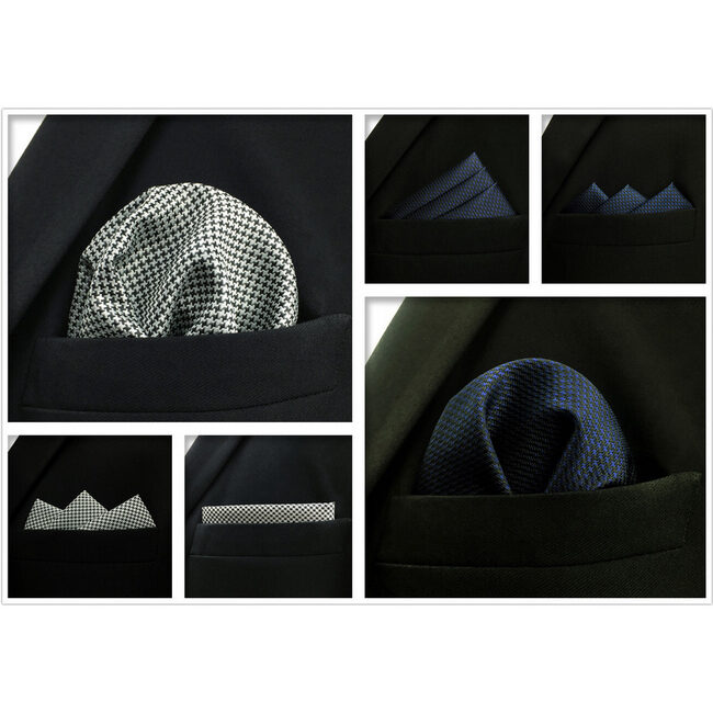 Shlax & Wing 5 Pieces Assorted Mens Pocket Square Solid Color Fashion Classic Handkerchiefs Set 1-16