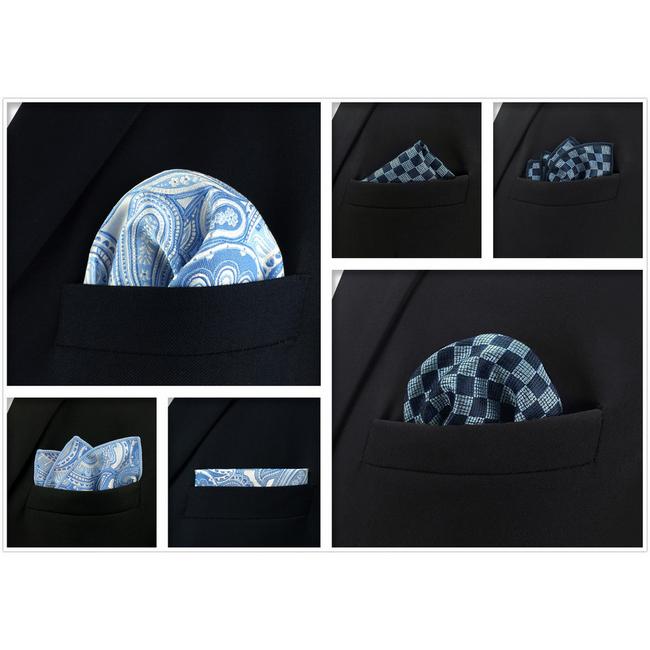 Shlax & Wing 5 Pieces Assorted Paisley Mens Pocket Square Fashion Classic Handkerchiefs Set 1-2