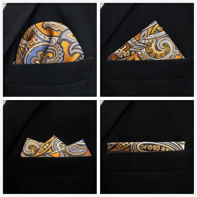 Shlax & Wing 5 Pieces Assorted Paisley Mens Pocket Square Fashion Classic Handkerchiefs Set 1-7