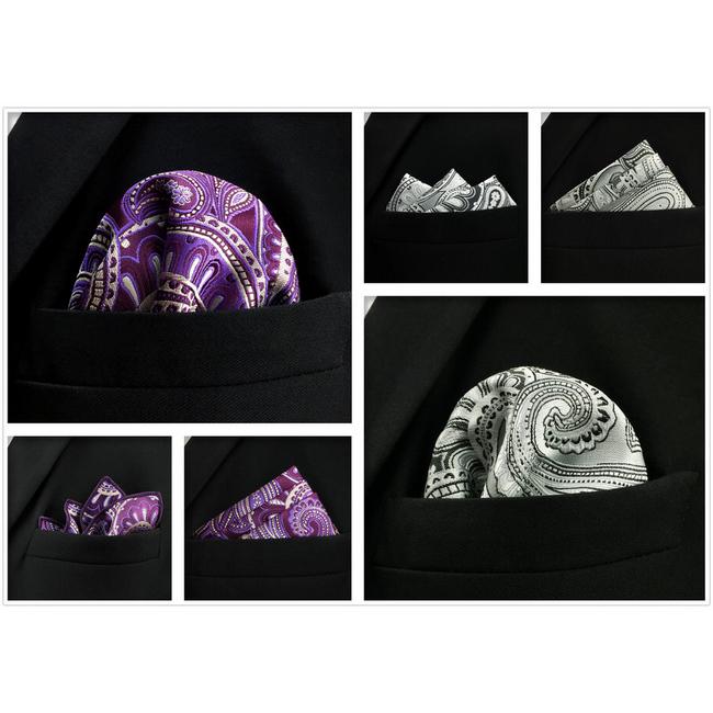 Shlax & Wing 5 Pieces Assorted Paisley Mens Pocket Square Fashion Classic Handkerchiefs Set 1-7