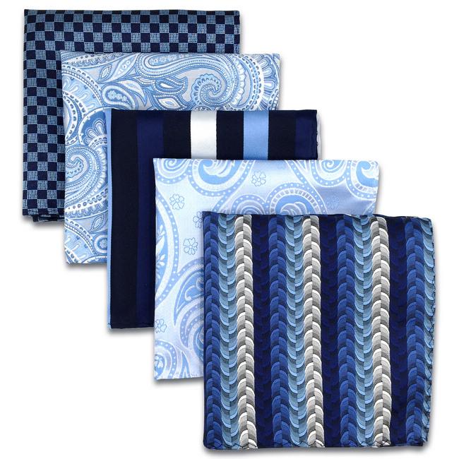 shlax & wing 5 Pieces Assorted Paisley Mens Pocket Square Fashion Classic Handkerchiefs Set 1-2