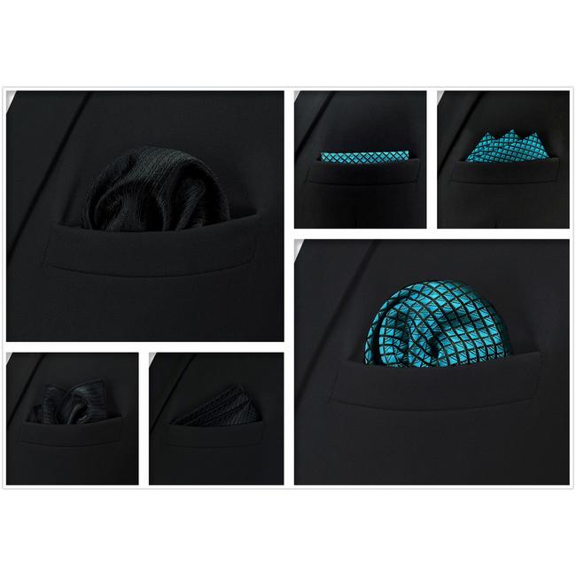 Shlax & Wing 5 Pieces Assorted Solid Color Fashion Mens Pocket Square Classic Handkerchiefs Set 2-19