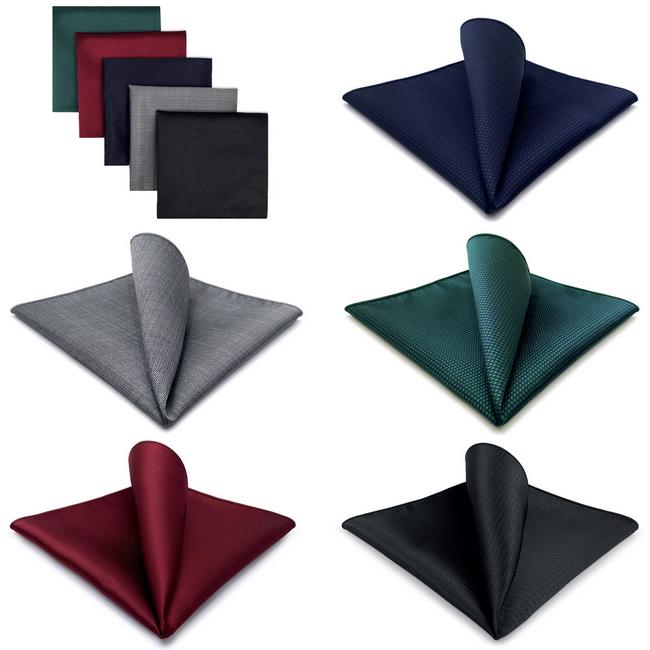 Shlax & Wing 5 Pieces Assorted Solid Color Fashion Mens Pocket Square Classic Handkerchiefs Set 2-9