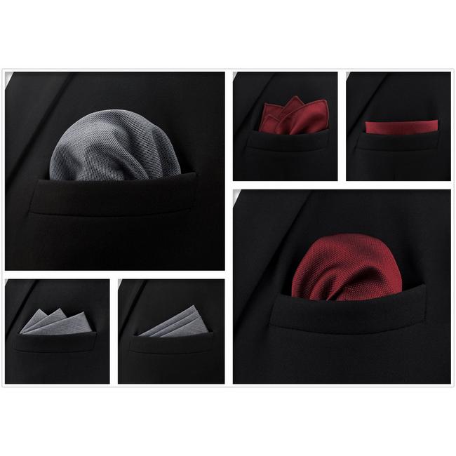 Shlax & Wing 5 Pieces Assorted Solid Color Fashion Mens Pocket Square Classic Handkerchiefs Set 2-9