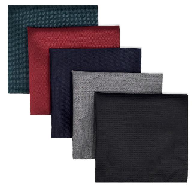 shlax & wing 5 Pieces Assorted Solid Color Fashion Mens Pocket Square Classic Handkerchiefs Set 2-9