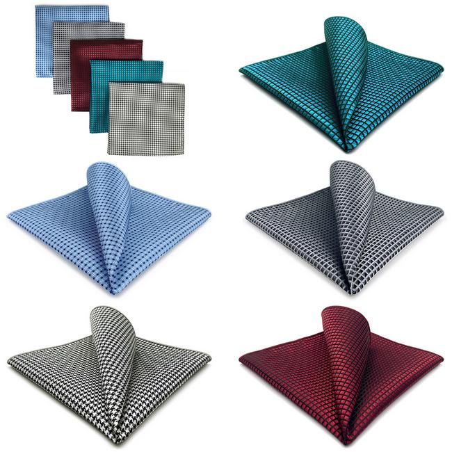 Shlax & Wing 5 Pieces Assorted Solid Color Mens Pocket Square Fashion Classic Handkerchiefs Set 1-9
