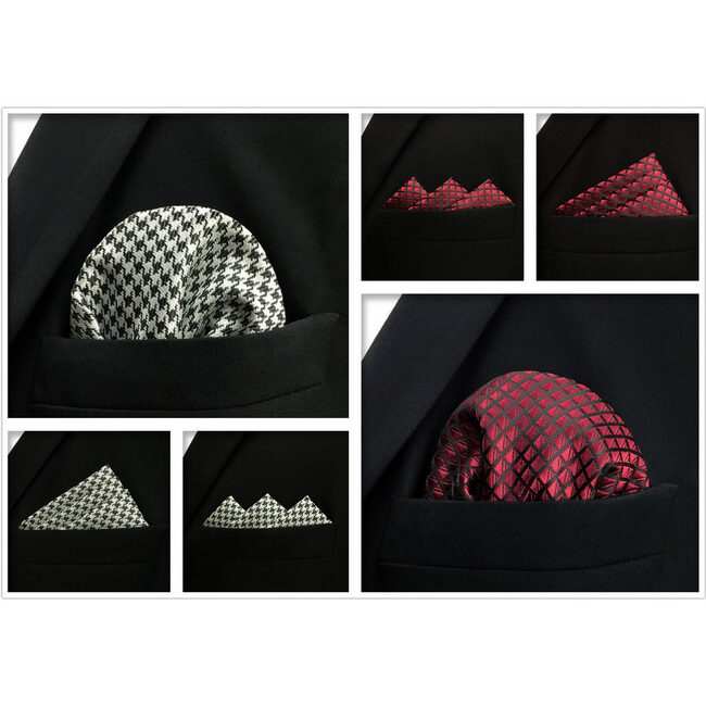 Shlax & Wing 5 Pieces Assorted Solid Color Mens Pocket Square Fashion Classic Handkerchiefs Set 1-9