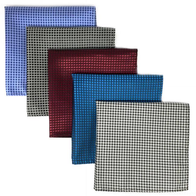 shlax & wing 5 Pieces Assorted Solid Color Mens Pocket Square Fashion Classic Handkerchiefs Set 1-9