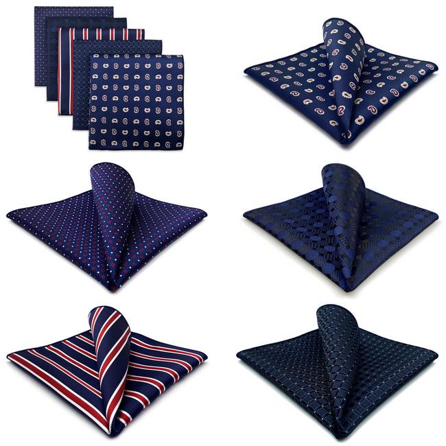 Shlax & Wing 5 Pieces Blue Mens Pocket Square Fashion Gift Classic Handkerchiefs Set 1-78