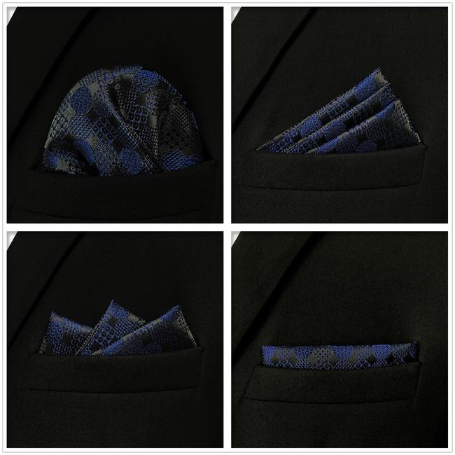 Shlax & Wing 5 Pieces Blue Mens Pocket Square Fashion Gift Classic Handkerchiefs Set 1-78