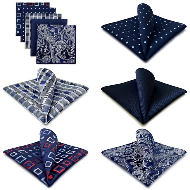 Shlax & Wing 5 Pieces Blue Mens Pocket Square Fashion Gift Classic Handkerchiefs Set 2-106