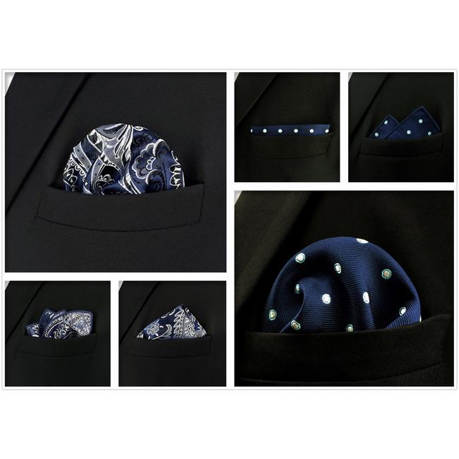 Shlax & Wing 5 Pieces Blue Mens Pocket Square Fashion Gift Classic Handkerchiefs Set 2-106