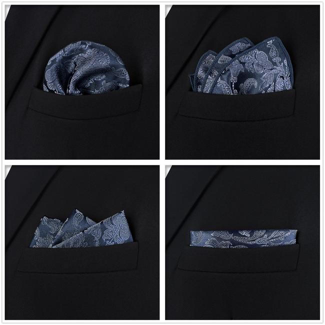 Shlax & Wing 5 Pieces Blue Mens Pocket Square Fashion Gift Classic Handkerchiefs Set 2-99