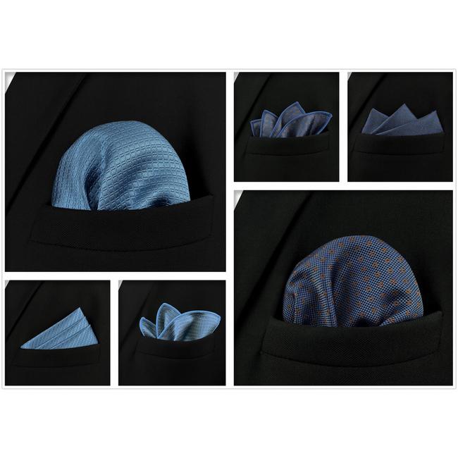 Shlax & Wing 5 Pieces Blue Mens Pocket Square Fashion Gift Classic Handkerchiefs Set 2-99