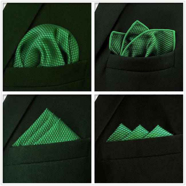 Shlax & Wing 5 Pieces Green Blue Mens Pocket Square Fashion Gift Classic Handkerchiefs Set 2-100