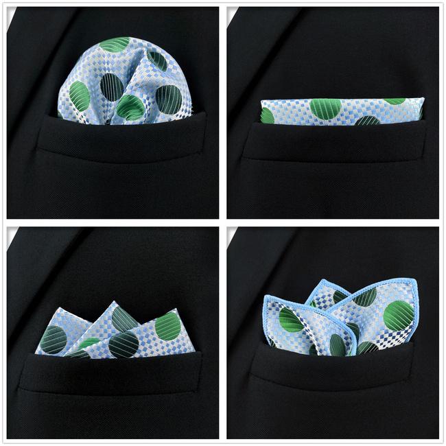 Shlax & Wing 5 Pieces Green Blue Mens Pocket Square Fashion Gift Classic Handkerchiefs Set 2-103
