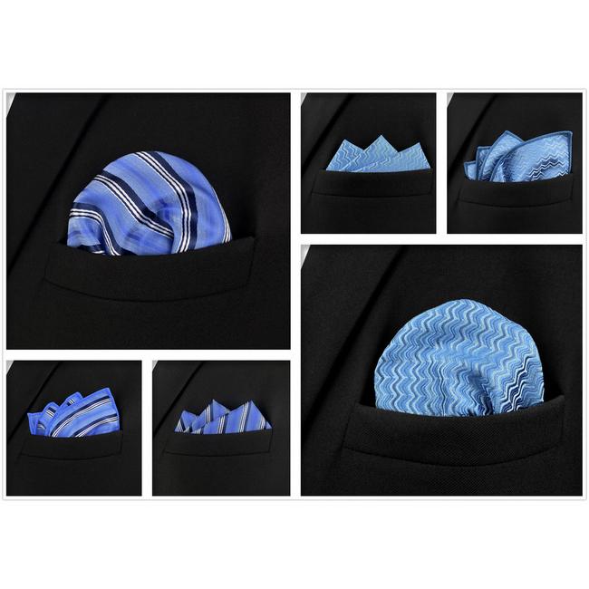 Shlax & Wing 5 Pieces Green Blue Mens Pocket Square Fashion Gift Classic Handkerchiefs Set 2-103