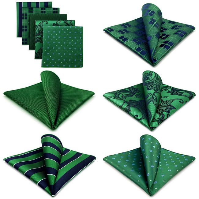 Shlax & Wing 5 Pieces Green Mens Pocket Square Set Brand New Gift Classic Acceossories 5-18