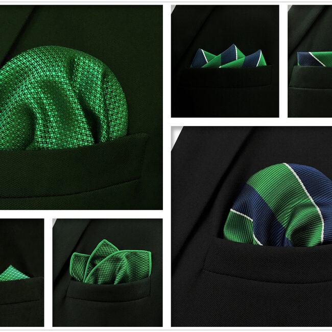 Shlax & Wing 5 Pieces Green Mens Pocket Square Set Brand New Gift Classic Acceossories 5-18