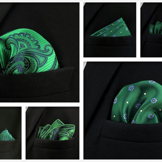 Shlax & Wing 5 Pieces Green Mens Pocket Square Set Brand New Gift Classic Acceossories 5-18