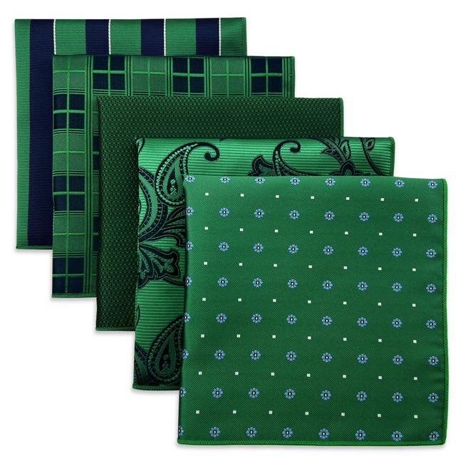 shlax & wing 5 Pieces Green Mens Pocket Square Set Brand New Gift Classic Acceossories 5-18
