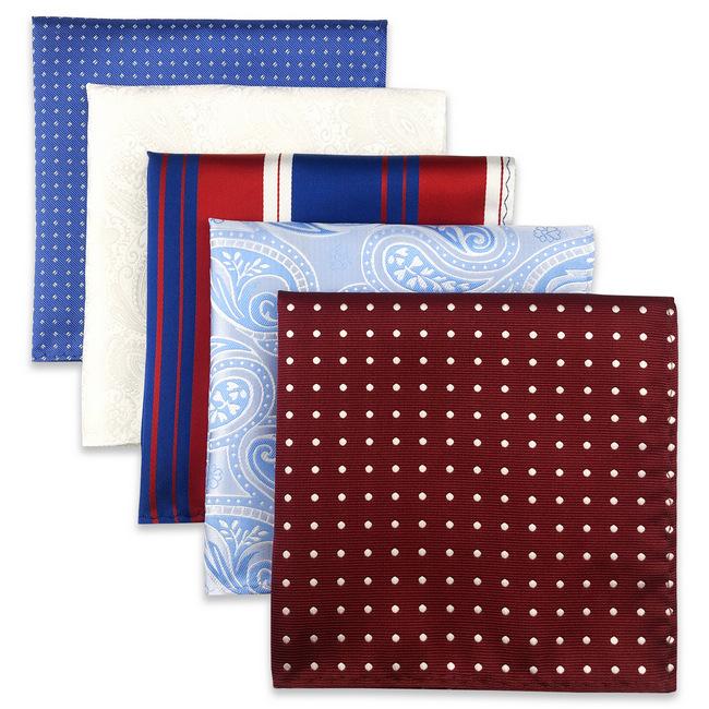 shlax & wing 5 Pieces Mens Pocket Square Assorted Fashion Gift Classic Handkerchiefs Set 1-68