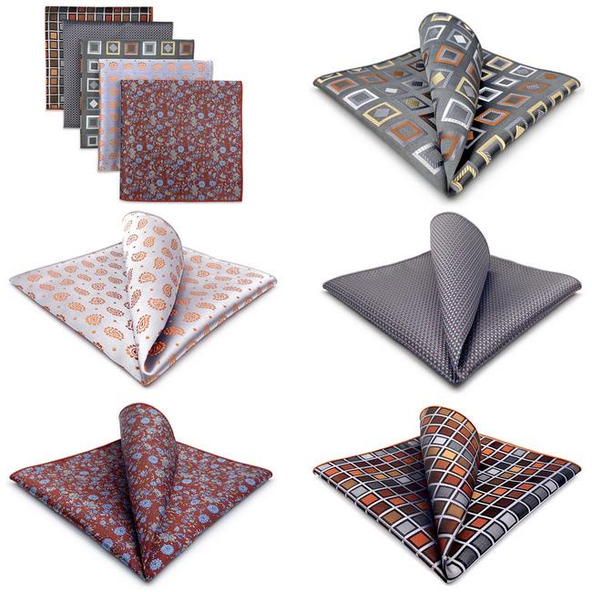 Shlax & Wing 5 Pieces Mens Pocket Square Assorted Fashion Gift Classic Handkerchiefs Set 2-102