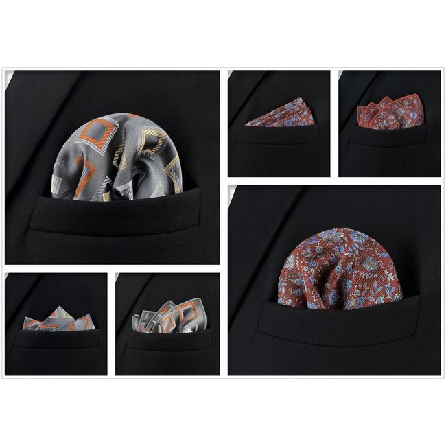 Shlax & Wing 5 Pieces Mens Pocket Square Assorted Fashion Gift Classic Handkerchiefs Set 2-102