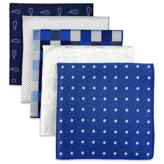 shlax & wing 5 Pieces Mens Pocket Square Assorted Fashion Gift Classic Handkerchiefs Set 2-96