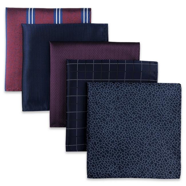 shlax & wing 5 Pieces Mens Pocket Square Assorted Fashion Gift Classic Handkerchiefs Set 1-72