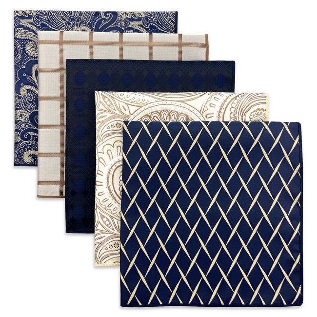 shlax & wing 5 Pieces Mens Pocket Square Brand New Gift Classic Acceossories Handkerchiefs Set 5-10