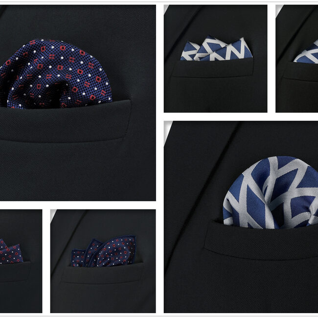 Shlax & Wing 5 Pieces Mens Pocket Square Brand New Gift Classic Acceossories Handkerchiefs Set 5-12