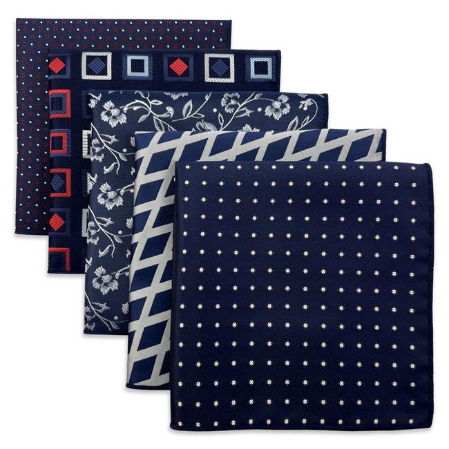 shlax & wing 5 Pieces Mens Pocket Square Brand New Gift Classic Acceossories Handkerchiefs Set 5-12