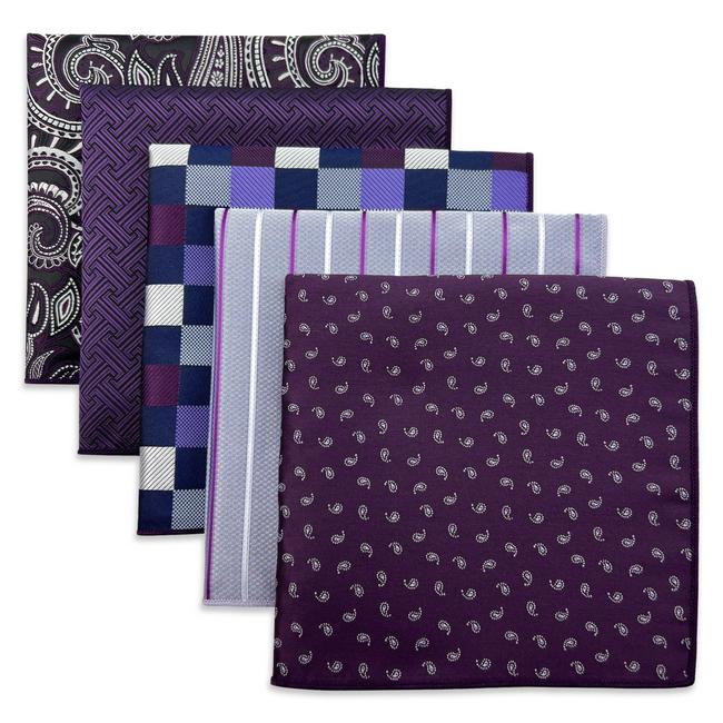 shlax & wing 5 Pieces Mens Pocket Square Brand New Gift Classic Acceossories Handkerchiefs Set 5-14