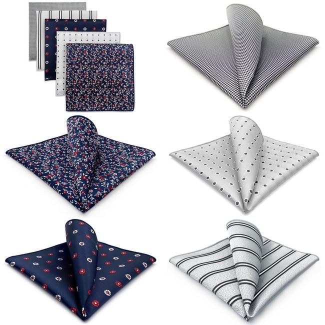 Shlax & Wing 5 Pieces Mens Pocket Square Brand New Gift Classic Acceossories Handkerchiefs Set 5-17