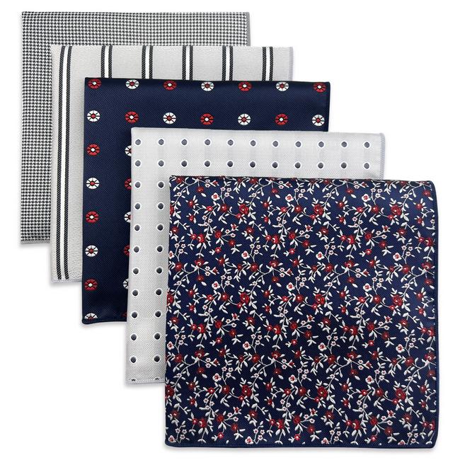 shlax & wing 5 Pieces Mens Pocket Square Brand New Gift Classic Acceossories Handkerchiefs Set 5-17