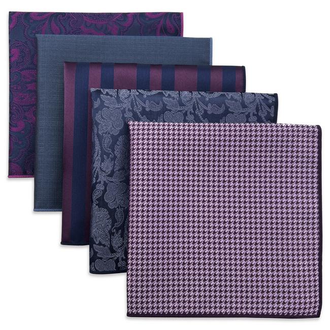 shlax & wing 5 Pieces Mens Pocket Square Brand New Gift Classic Acceossories Handkerchiefs Set 5-20