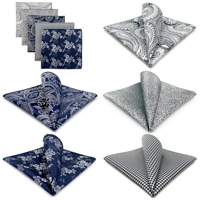 Shlax & Wing 5 Pieces Mens Pocket Square Brand New Gift Classic Acceossories Handkerchiefs Set 5-3