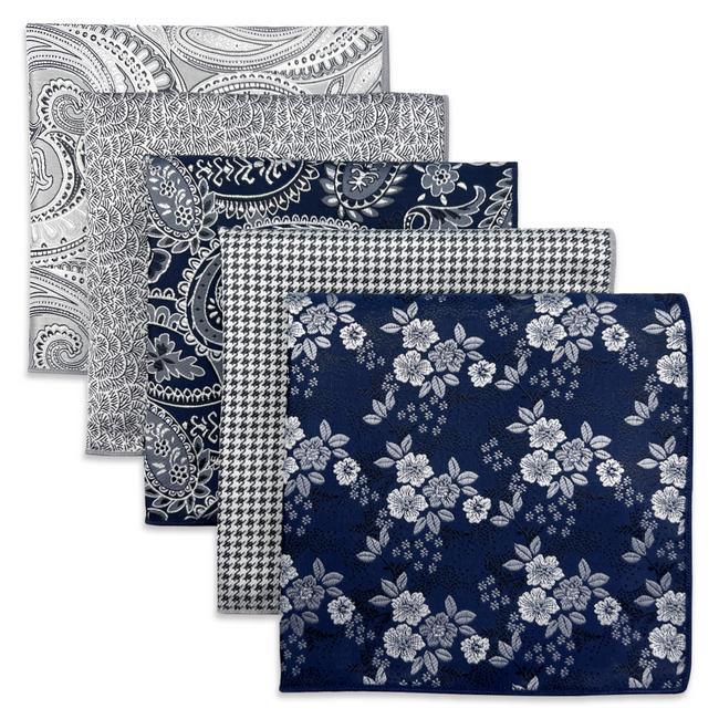 shlax & wing 5 Pieces Mens Pocket Square Brand New Gift Classic Acceossories Handkerchiefs Set 5-3