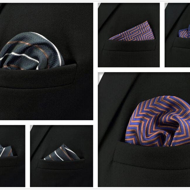 Shlax & Wing 5 Pieces Mens Pocket Square Brand New Gift Classic Acceossories Handkerchiefs Set 5-4