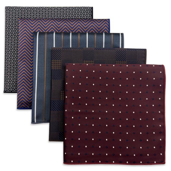 shlax & wing 5 Pieces Mens Pocket Square Brand New Gift Classic Acceossories Handkerchiefs Set 5-4