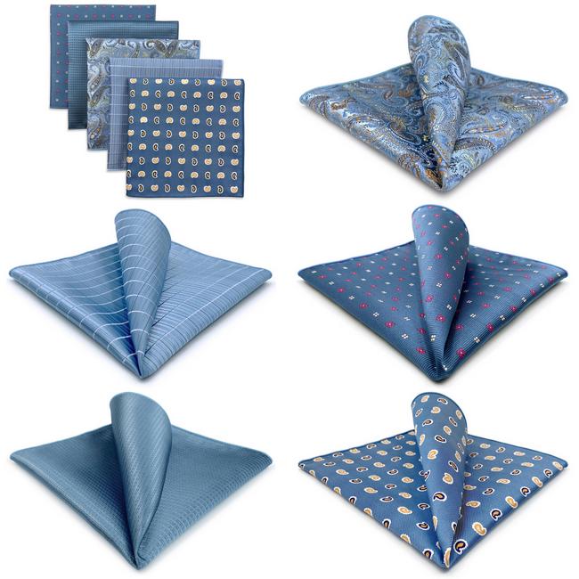 Shlax & Wing 5 Pieces Mens Pocket Square Brand New Gift Classic Acceossories Handkerchiefs Set 5-6
