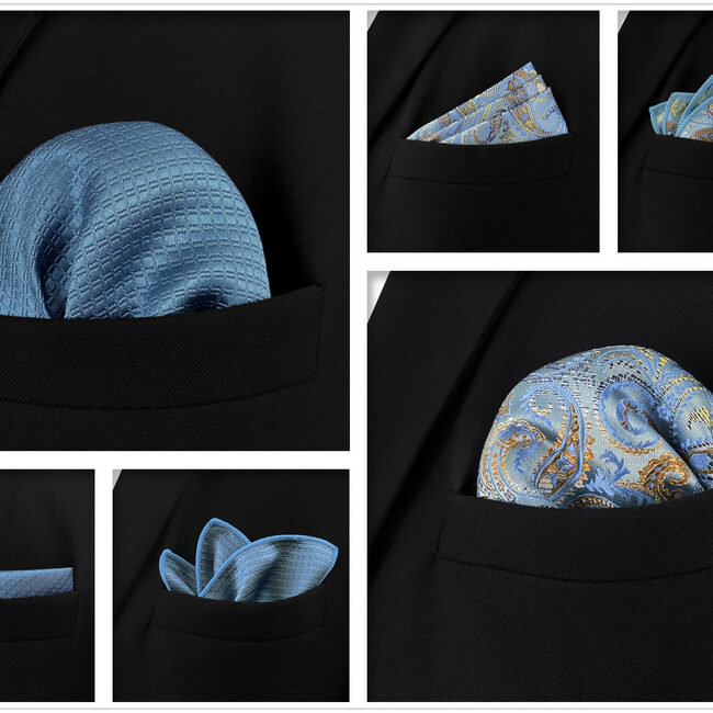 Shlax & Wing 5 Pieces Mens Pocket Square Brand New Gift Classic Acceossories Handkerchiefs Set 5-6