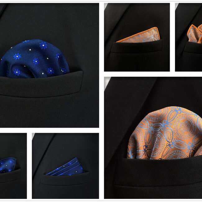 Shlax & Wing 5 Pieces Mens Pocket Square Brand New Gift Classic Acceossories Handkerchiefs Set 5-7