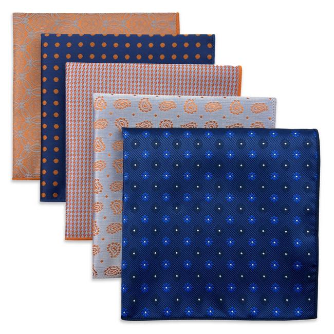 shlax & wing 5 Pieces Mens Pocket Square Brand New Gift Classic Acceossories Handkerchiefs Set 5-7
