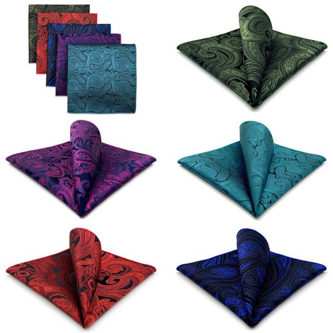 Shlax & Wing 5 Pieces Mens Pocket Square Fashion Gift Classic Assorted Handkerchiefs Set 2-101