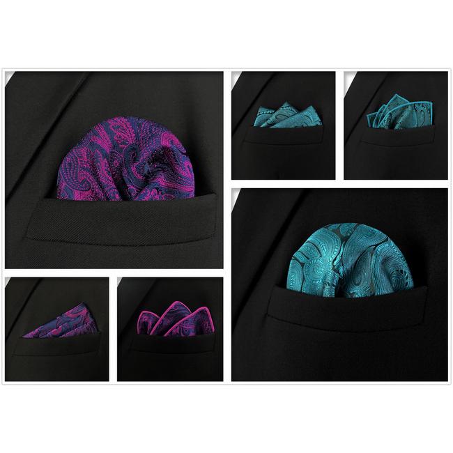 Shlax & Wing 5 Pieces Mens Pocket Square Fashion Gift Classic Assorted Handkerchiefs Set 2-101