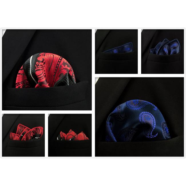 Shlax & Wing 5 Pieces Mens Pocket Square Fashion Gift Classic Assorted Handkerchiefs Set 2-94